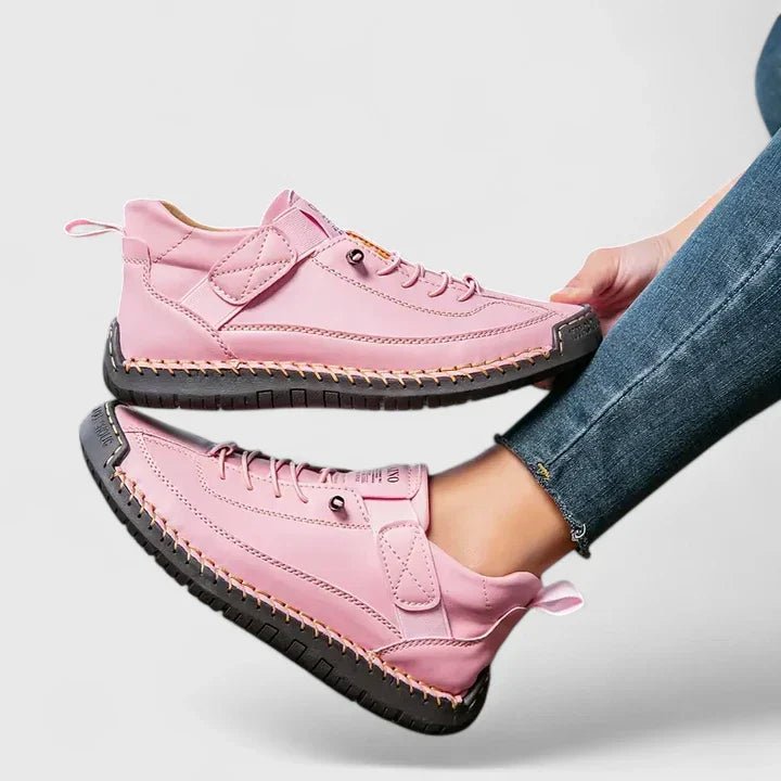 Women's Leather Trainer Boots - Pink