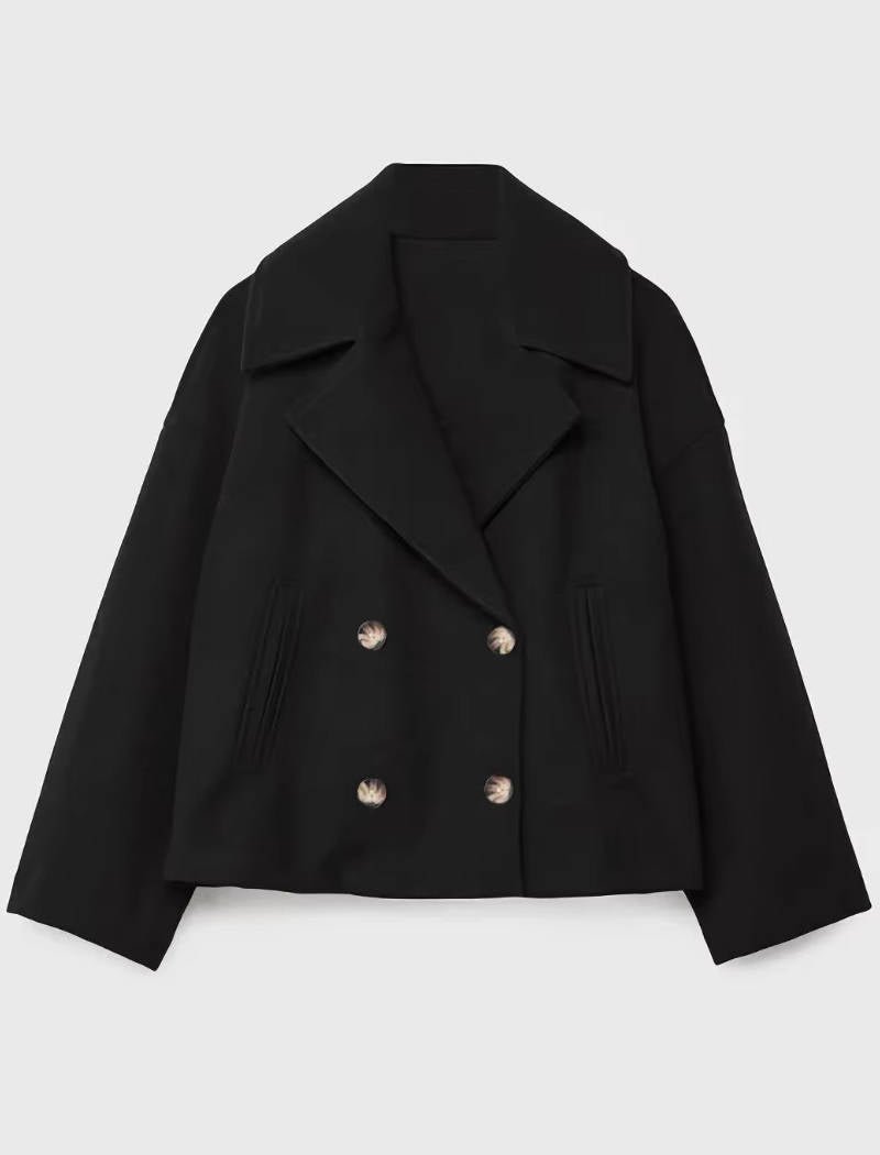 Women's Oversized Cropped Wool Pea Coat