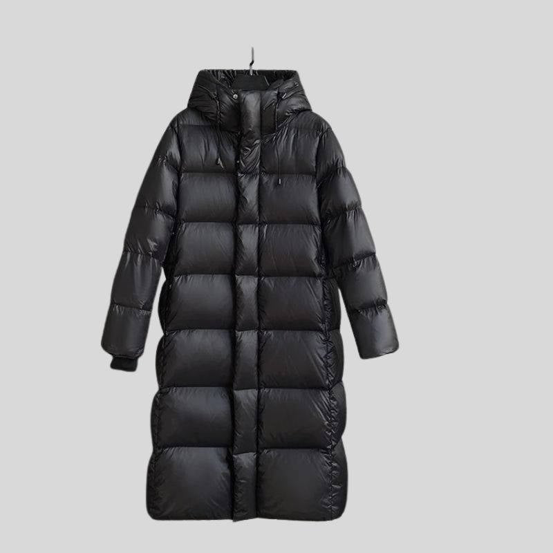 Women's Long Hooded Longline Puffer Coat - L