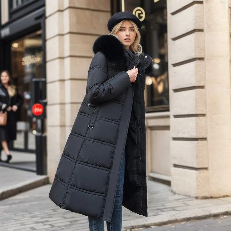 Women's Oversized Belted Longline Faux Fur Puffer Coat
