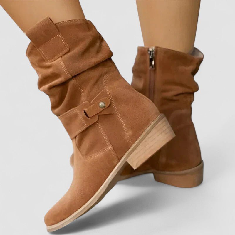 Women's Suede Ankle Boots - Brown
