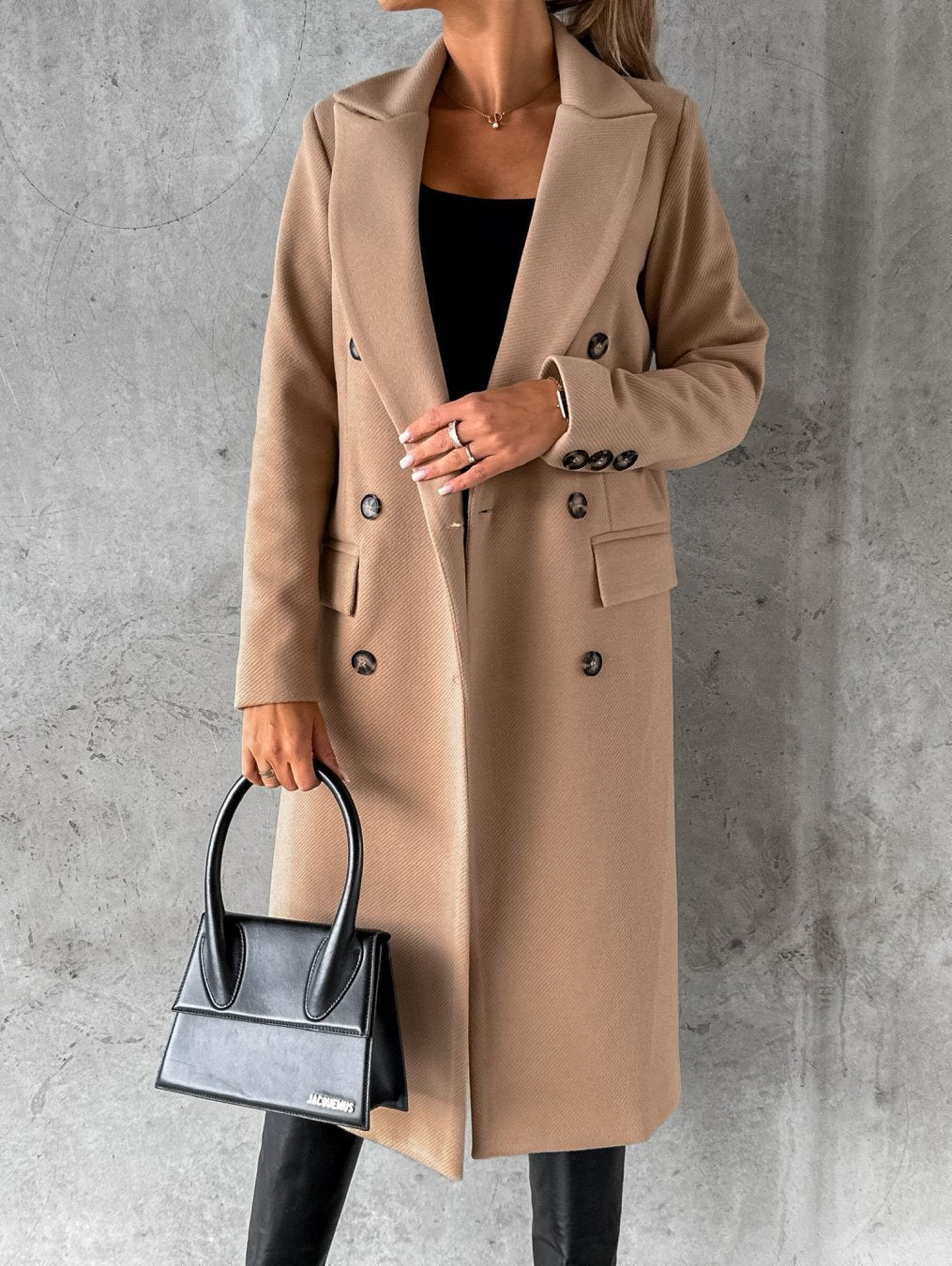 Women's Wool Longline Coat - Khaki