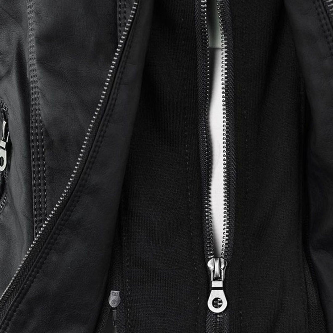 Women's Faux Leather Moto Hooded Jacket
