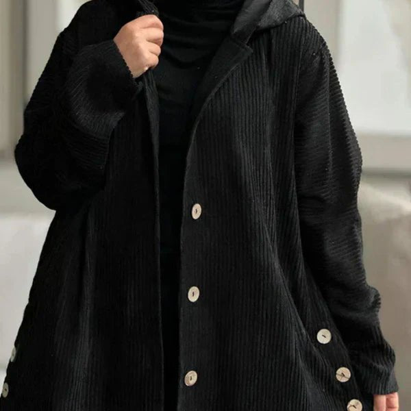Women's Oversized Corduroy Hooded Longline Coat