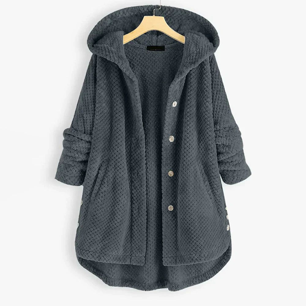 Women's Oversized Corduroy Hooded Longline Coat - Grey