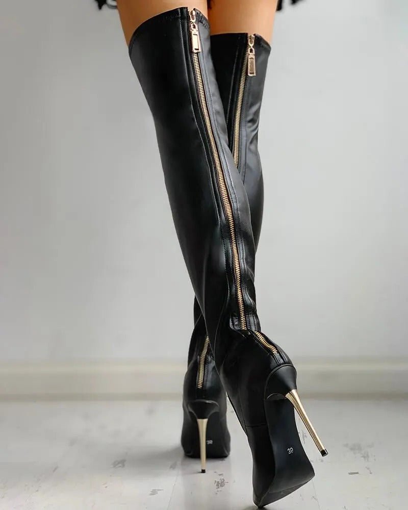 Women's Thigh-High Stiletto Over-the-Knee Boots - 5.5