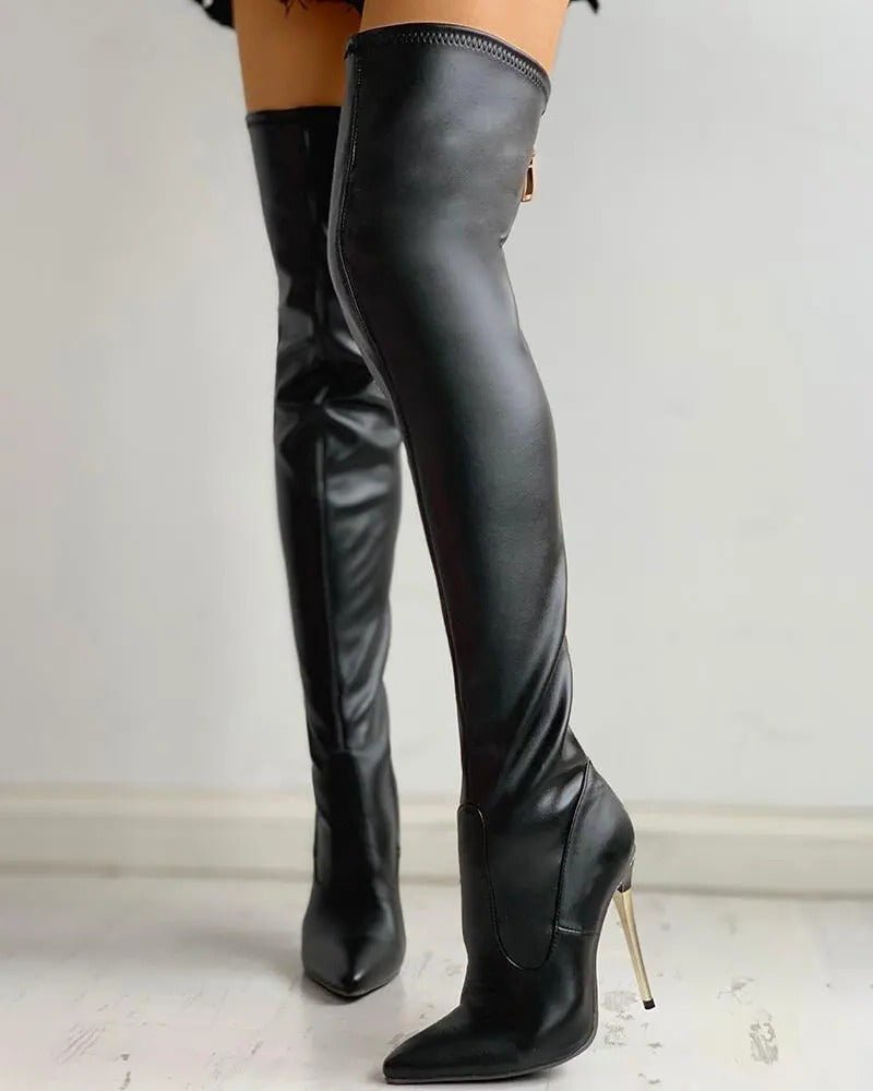 Women's Thigh-High Stiletto Over-the-Knee Boots - 9