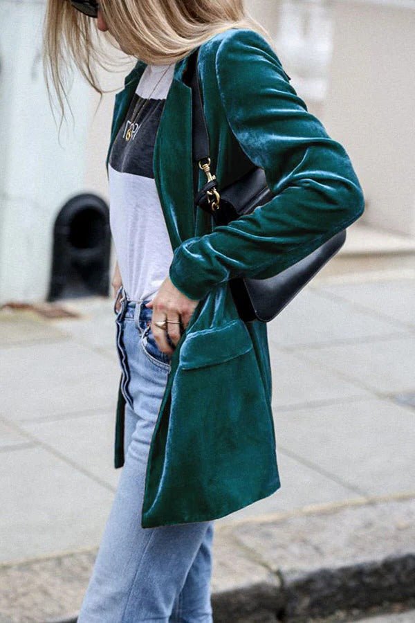 Women's Longline Velvet Blazer