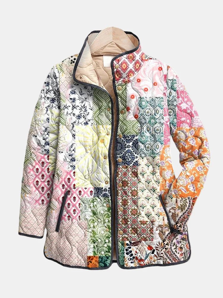 Women's Quilted Patchwork Jacket - Multicolor