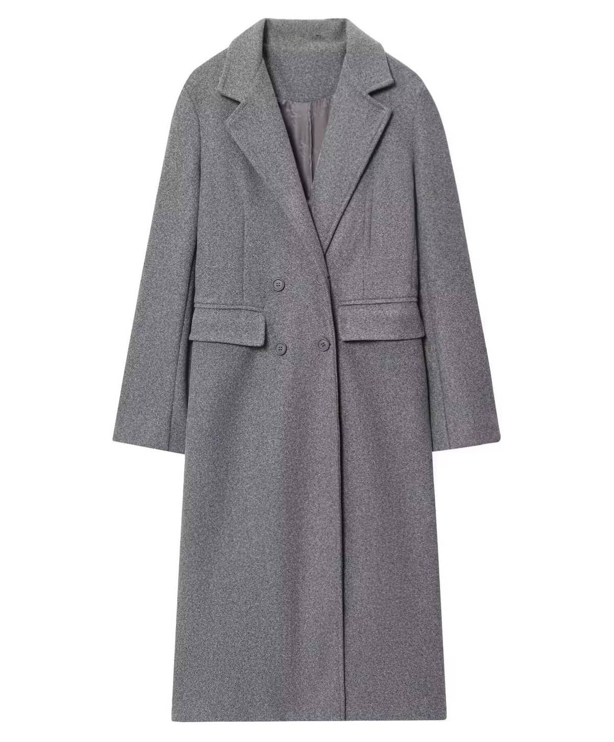 Women's Wool Longline Coat - Grey