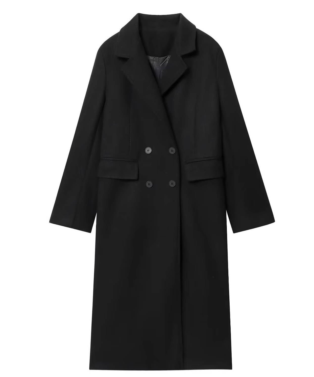 Women's Wool Longline Coat - Black