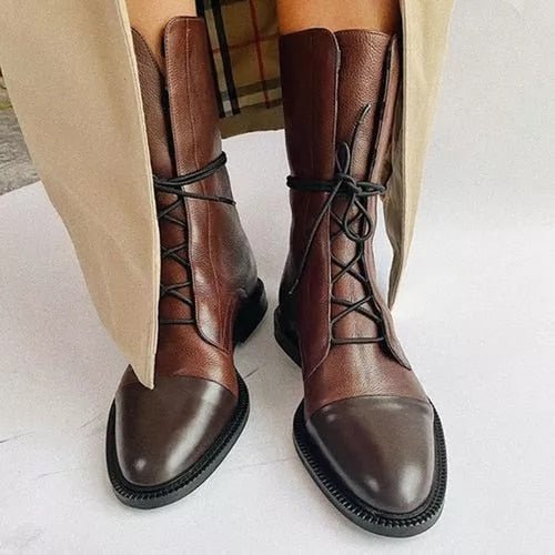 Women's Leather Ankle Boots - Brown