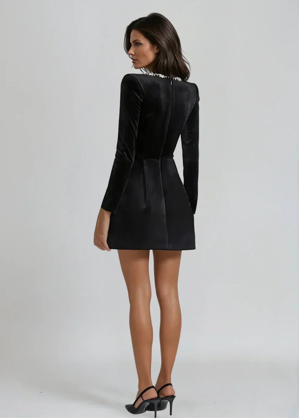 Women's Black Cocktail Velvet Bodycon Mini Party Dress