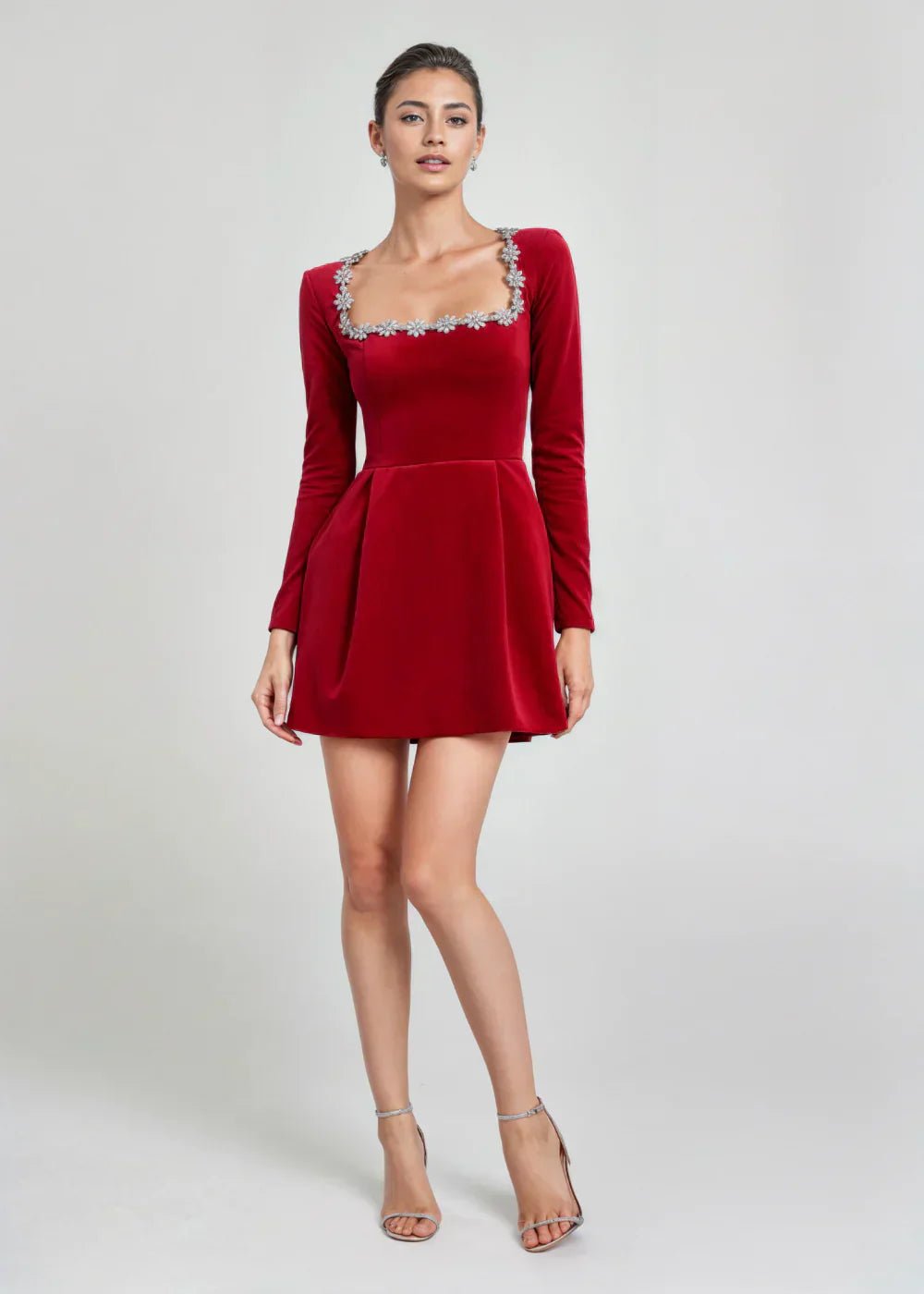 Women's Black Cocktail Velvet Bodycon Mini Party Dress