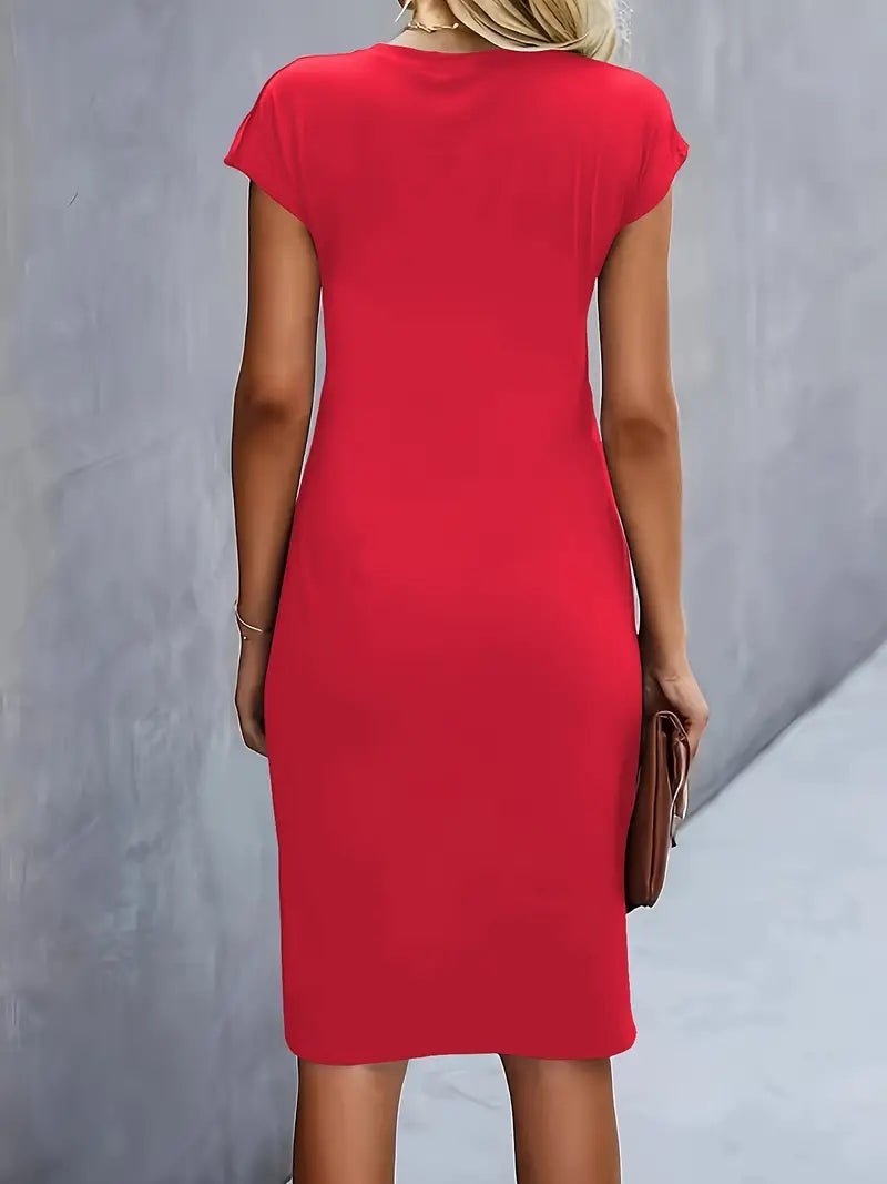 Women's Black Bodycon Midi Party Dress