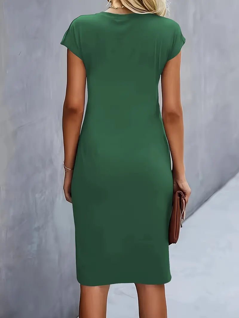 Women's Black Bodycon Midi Party Dress