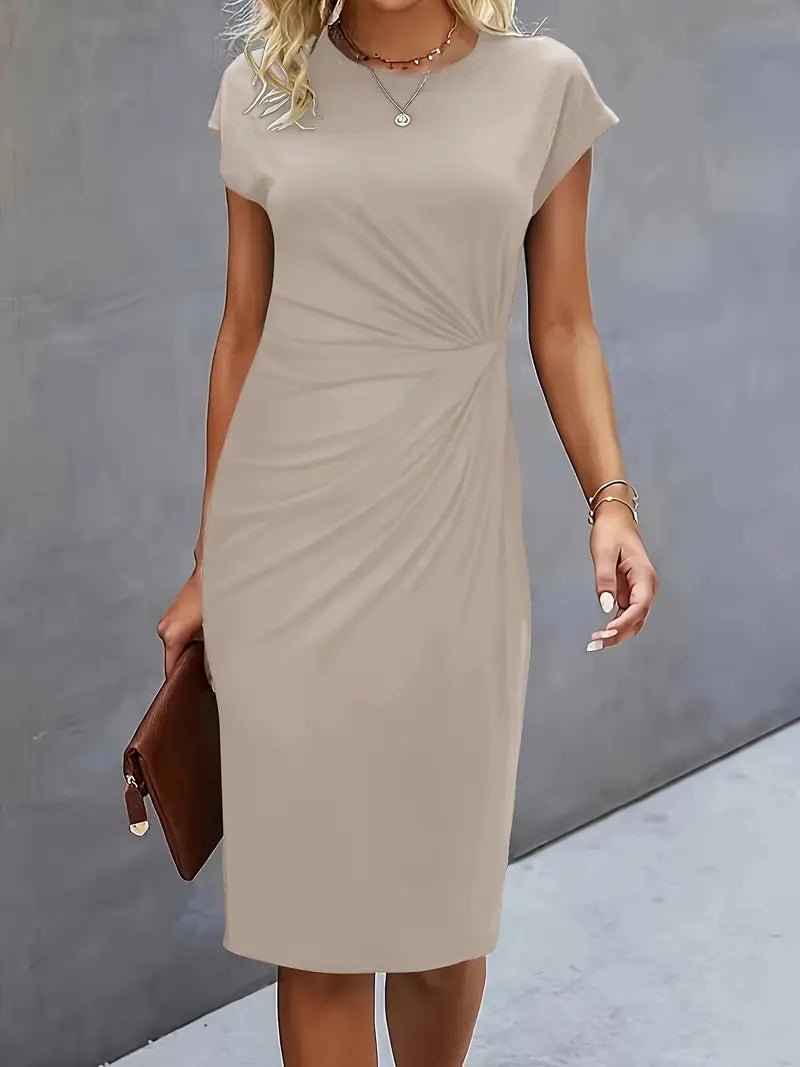 Women's Black Bodycon Midi Party Dress - Beige