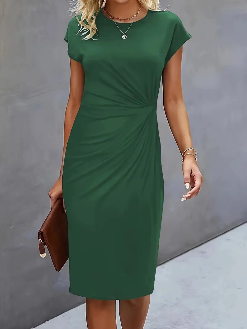 Women's Black Bodycon Midi Party Dress - Dark Green