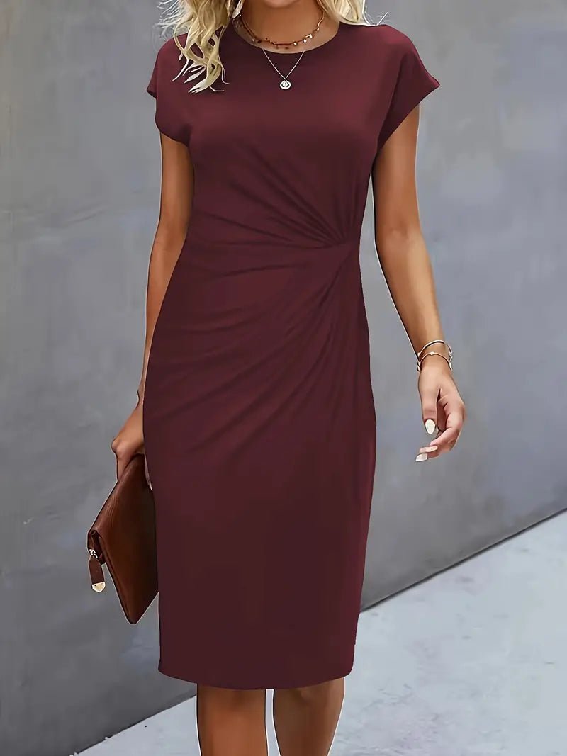 Women's Black Bodycon Midi Party Dress - Wine Red