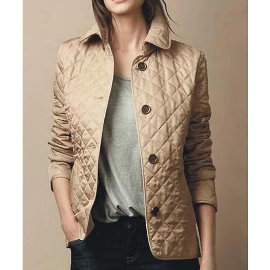 Women's Slim Quilted Puffer Jacket - Khaki