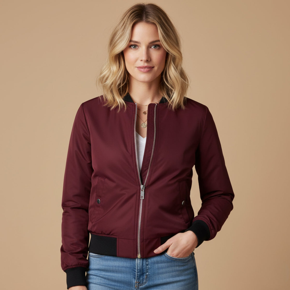 Women's Cropped Bomber Jacket