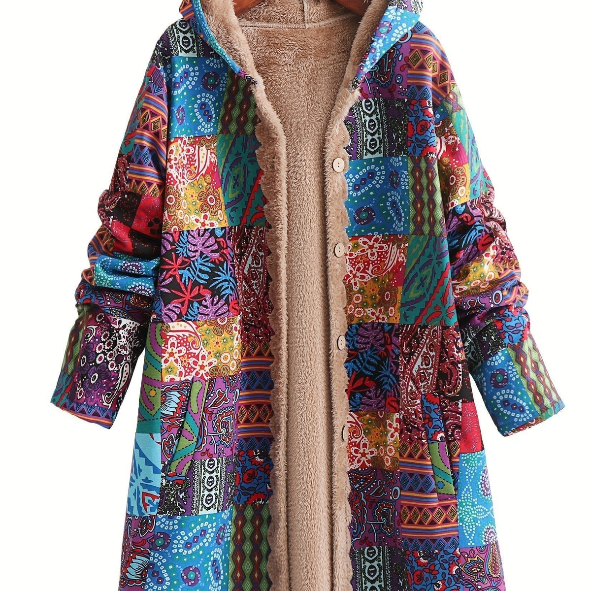 Women's Hooded Longline Teddy Coat