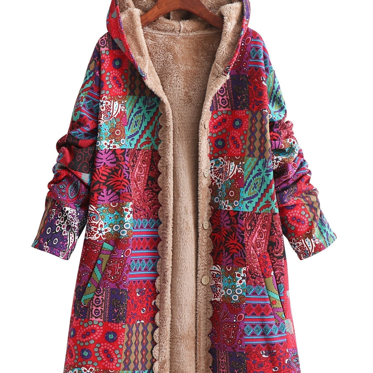 Women's Hooded Longline Teddy Coat