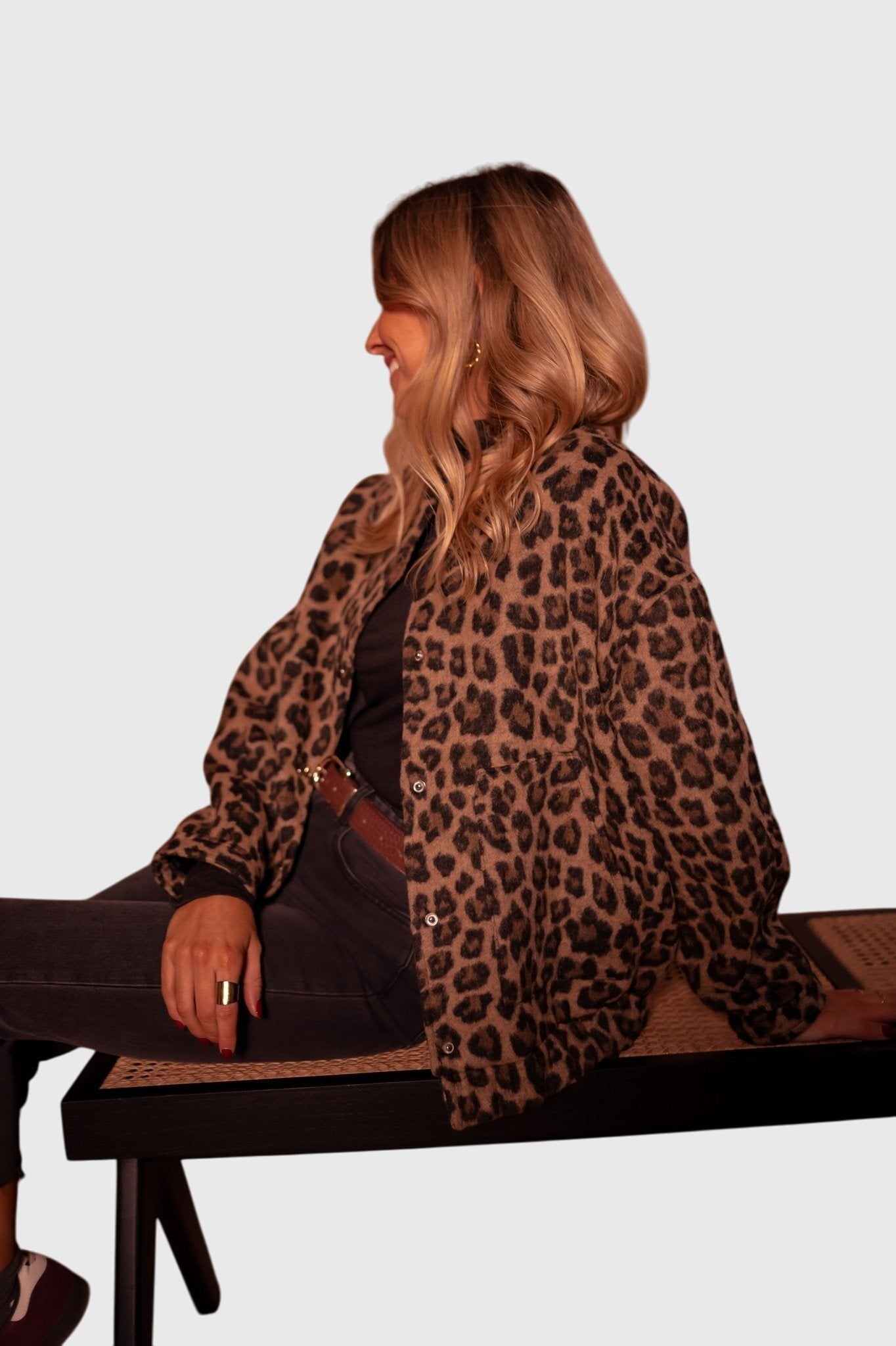 Women's Leopard Print Snap-Button Jacket