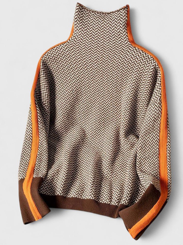 Women's Oversized Wool Roll Neck Jumper - Orange