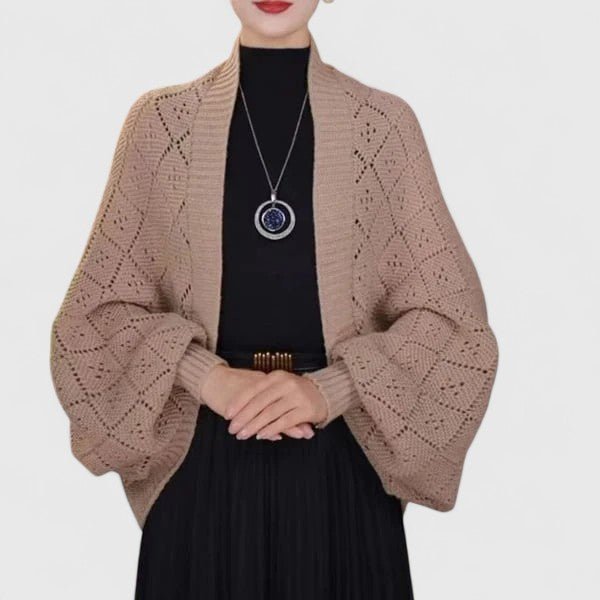 Women's Cropped Wool Cardigan - Khaki