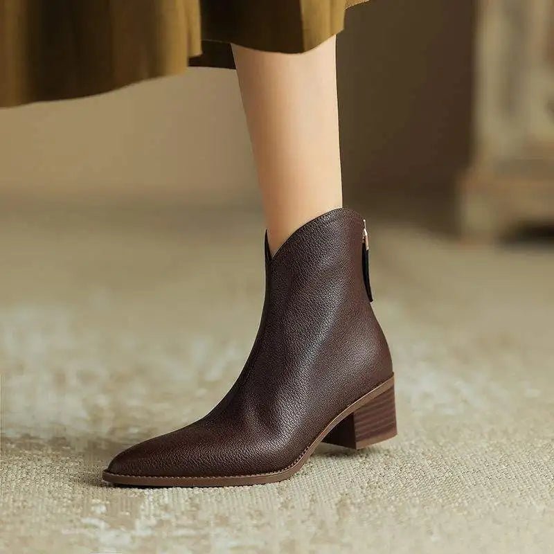 Women's Leather Pointed-Toe Ankle Boots
