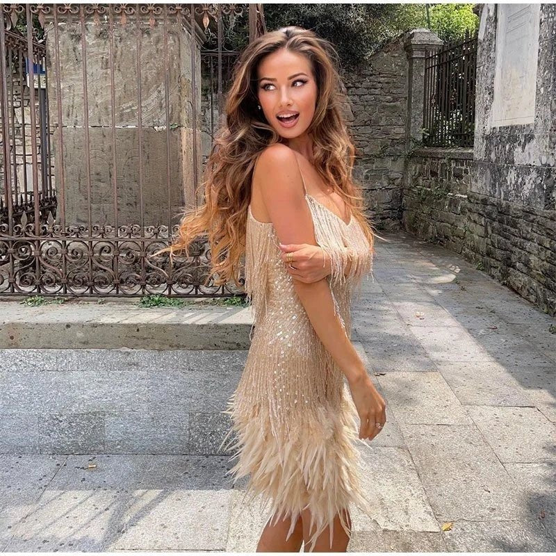 Women's Fringe Sequin Mini Party Dress