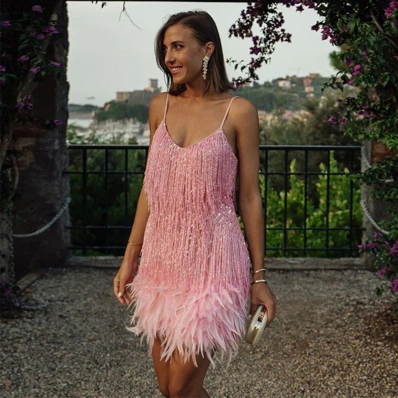 Women's Fringe Sequin Mini Party Dress