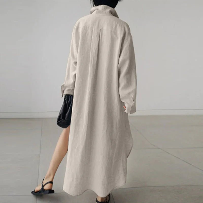 Women's Black Oversized Long Sleeve Maxi Shirt Dress