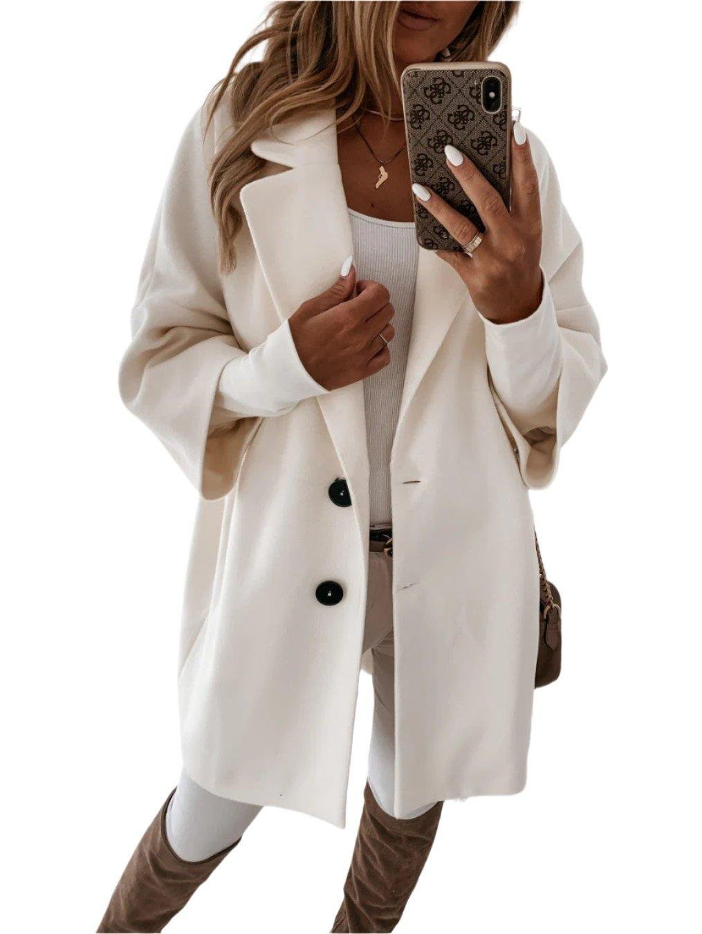 Women's Oversized Wool Coat - White