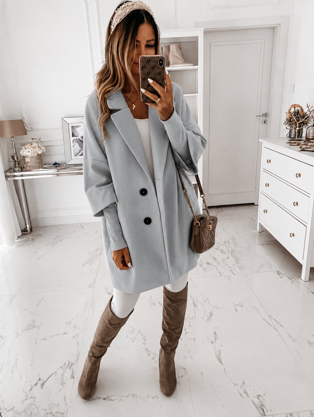 Women's Oversized Wool Coat - Gray
