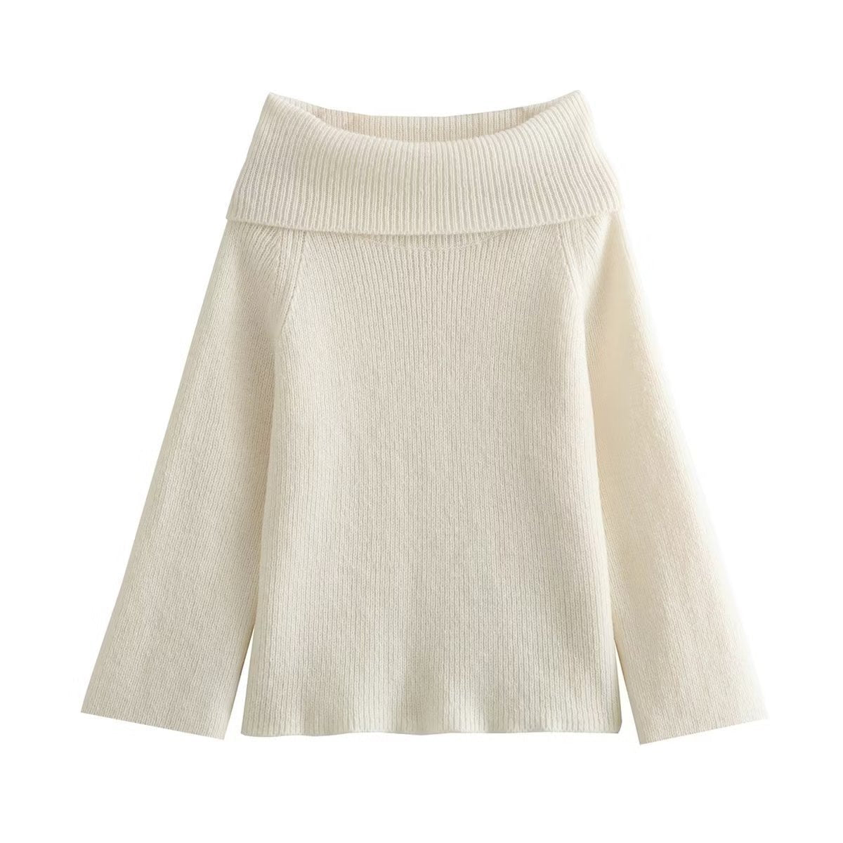 Women's Off-Shoulder Knit Ribbed Jumper - White