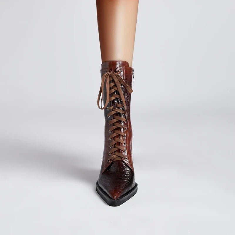 Women's Leather Lace-Up Western Boots