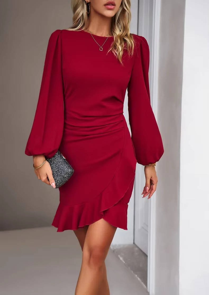 Women's Black Bodycon Mini Party Dress - Wine red