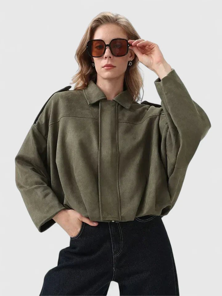 Women's Cropped Suede Bomber Jacket