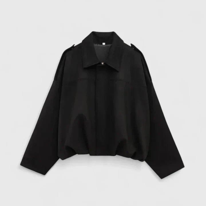 Women's Cropped Suede Bomber Jacket - Black