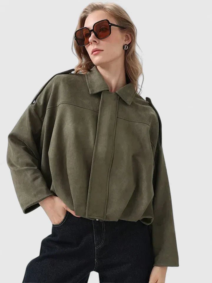 Women's Cropped Suede Bomber Jacket