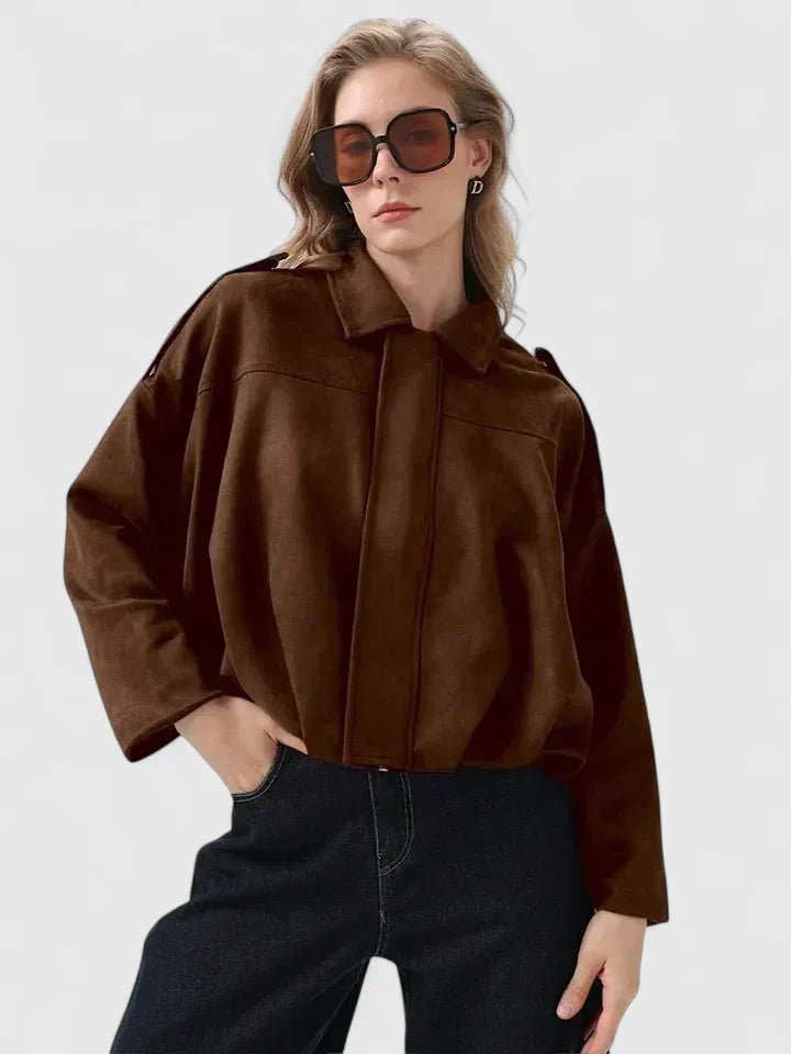 Women's Cropped Suede Bomber Jacket