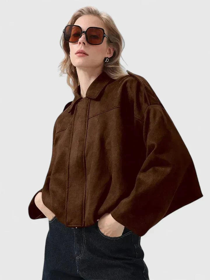 Women's Cropped Suede Bomber Jacket