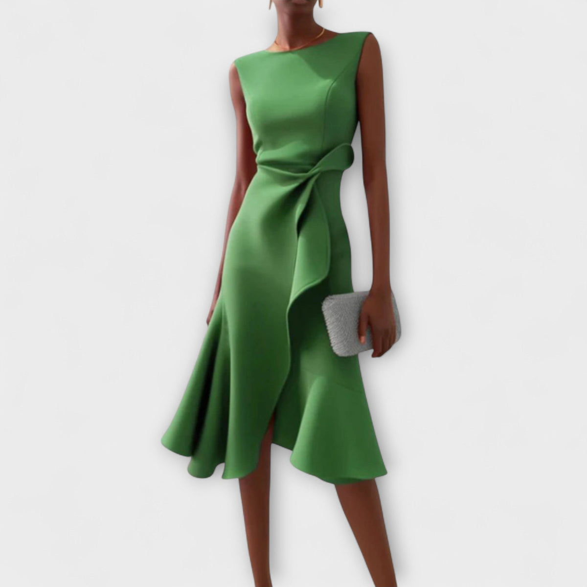 Women's Cocktail Midi Party Dress - Green
