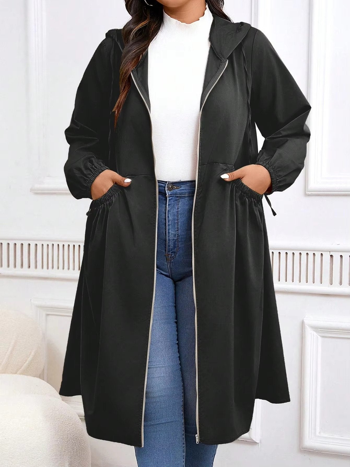 Women's Oversized Hooded Longline Trench Coat