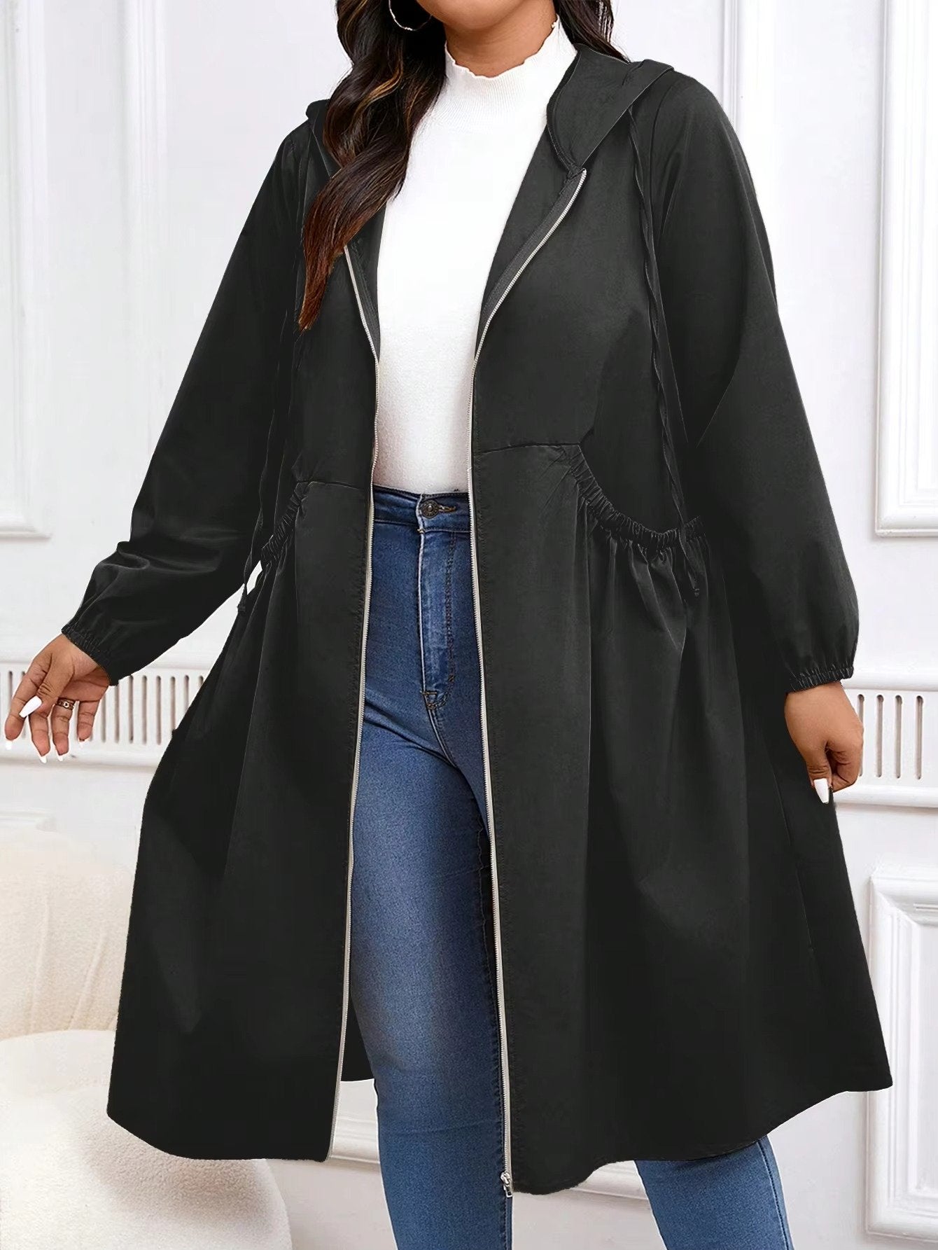 Women's Oversized Hooded Longline Trench Coat