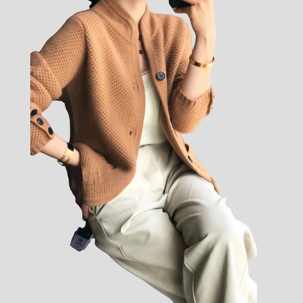 Women's Knit Jacket - Camel