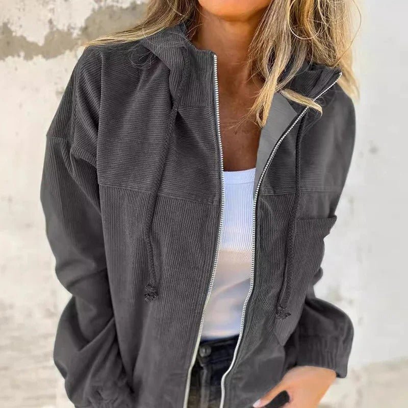 Women's Oversized Corduroy Hooded Jacket