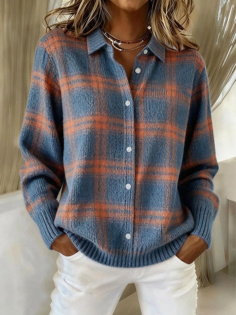 Women's Plaid Oversized Shirt Jacket - MultiColor